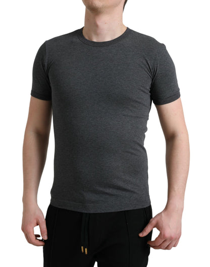 Dolce & Gabbana Dark Gray Cotton Crew Neck T-shirt by Dolce & Gabbana