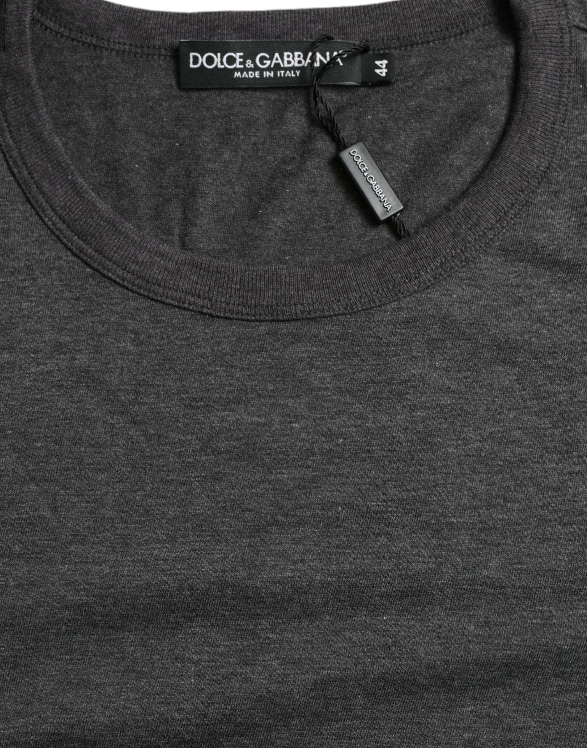 Dolce & Gabbana Dark Gray Cotton Crew Neck T-shirt by Dolce & Gabbana