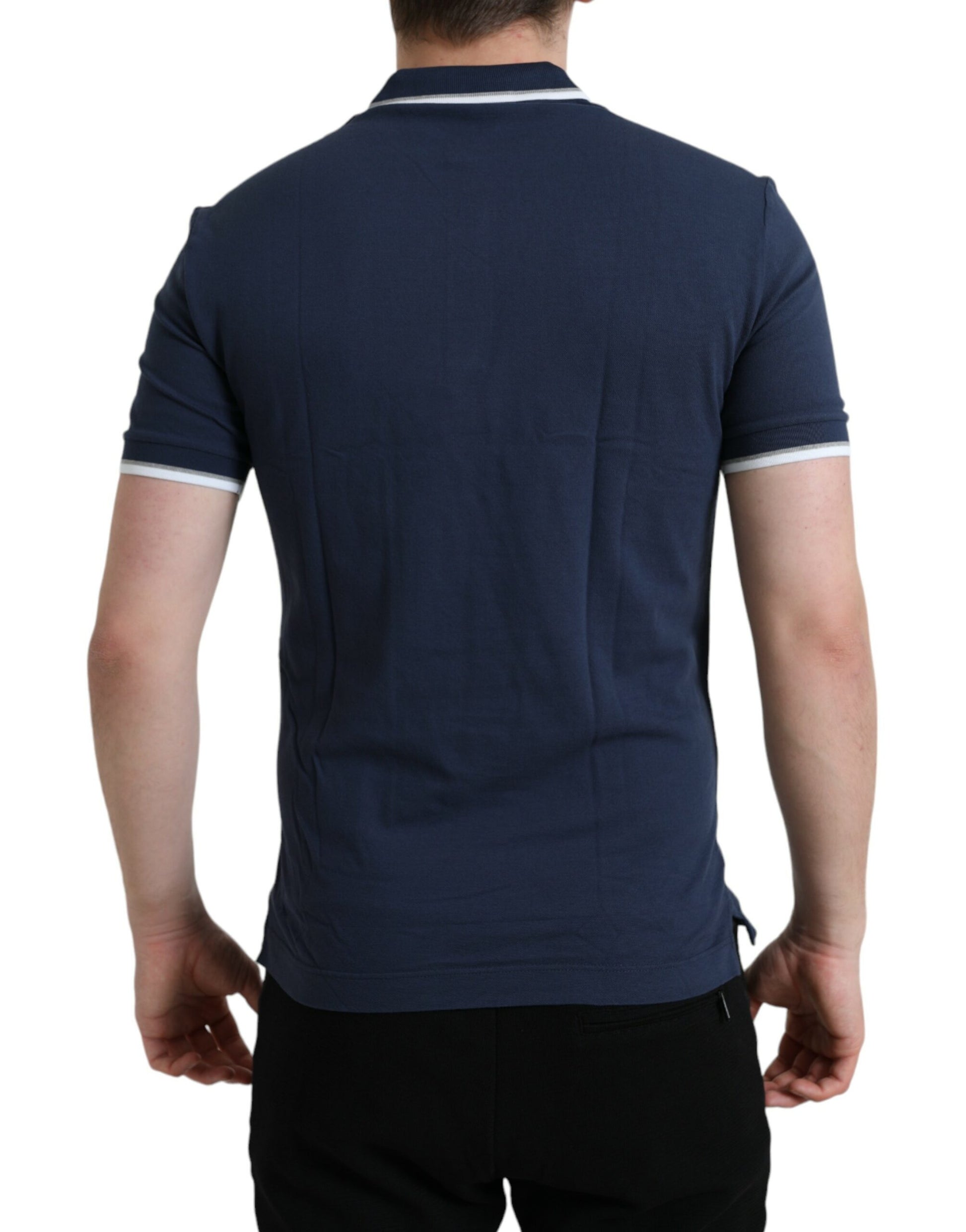 Dolce & Gabbana Blue Crown Patch Cotton Collared Men Polo T-shirt by Dolce & Gabbana
