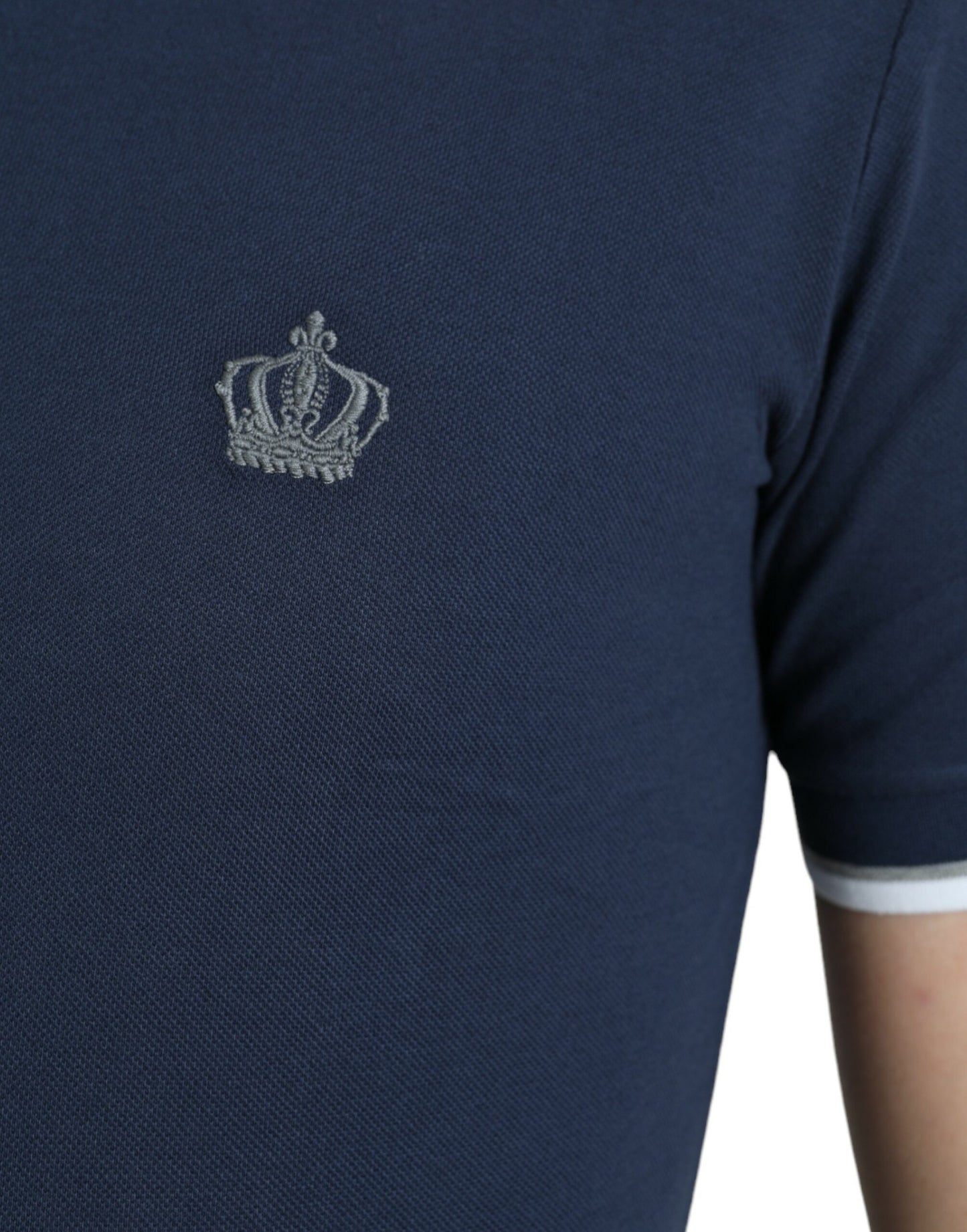 Dolce & Gabbana Blue Crown Patch Cotton Collared Men Polo T-shirt by Dolce & Gabbana