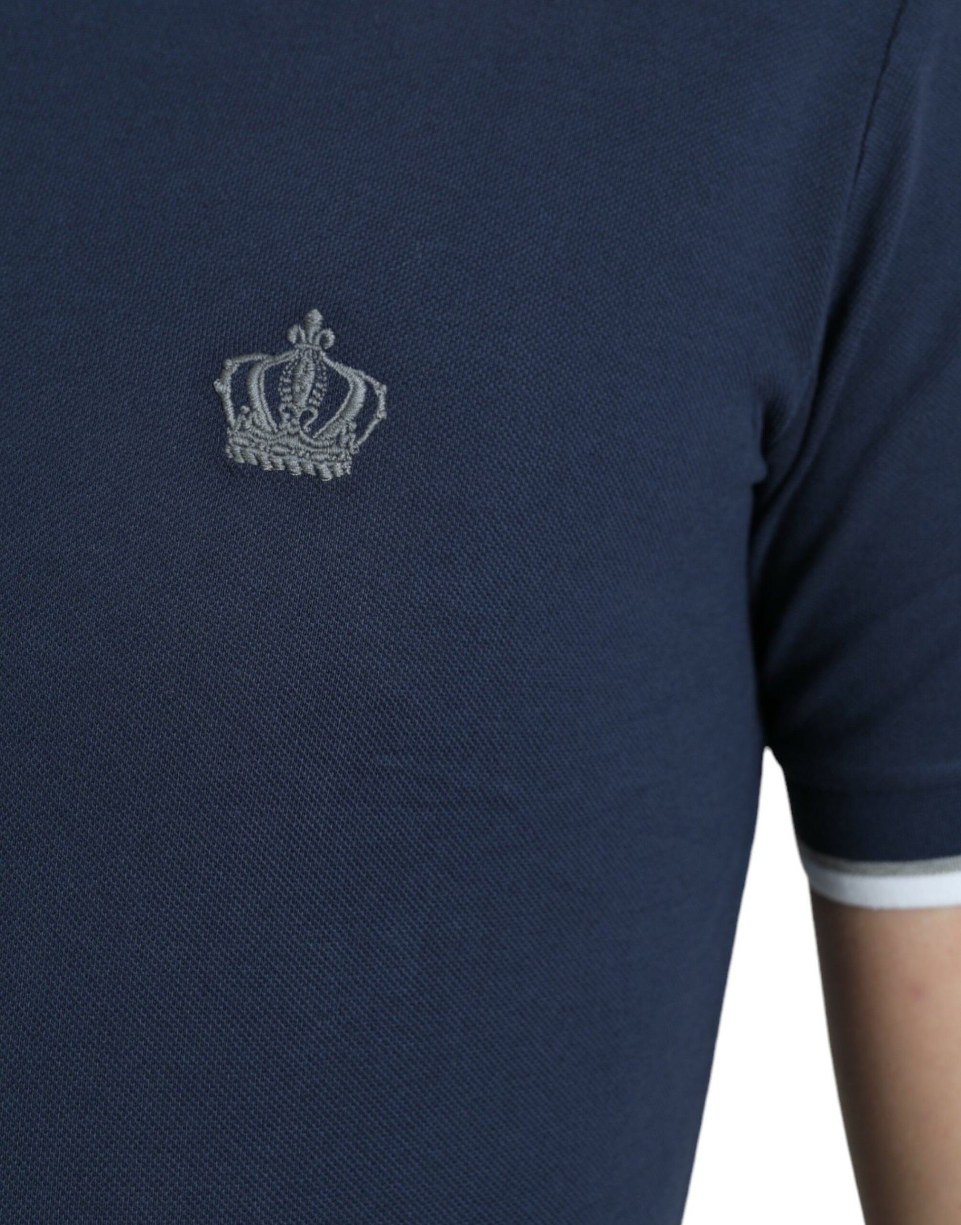 Dolce & Gabbana Blue Crown Patch Cotton Collared Men Polo T-shirt by Dolce & Gabbana