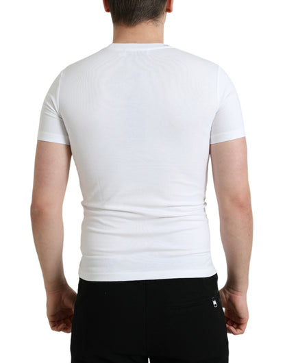 Dolce & Gabbana White Logo Print Cotton Crew Neck T-shirt by Dolce & Gabbana