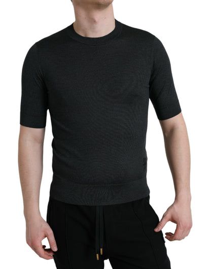 Dolce & Gabbana Dark Gray Crew Neck Short Sleeves T-shirt by Dolce & Gabbana