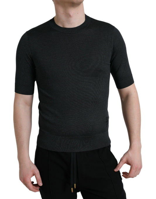 Dolce & Gabbana Dark Gray Crew Neck Short Sleeves T-shirt by Dolce & Gabbana