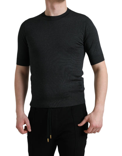 Dolce & Gabbana Dark Gray Crew Neck Short Sleeves T-shirt by Dolce & Gabbana