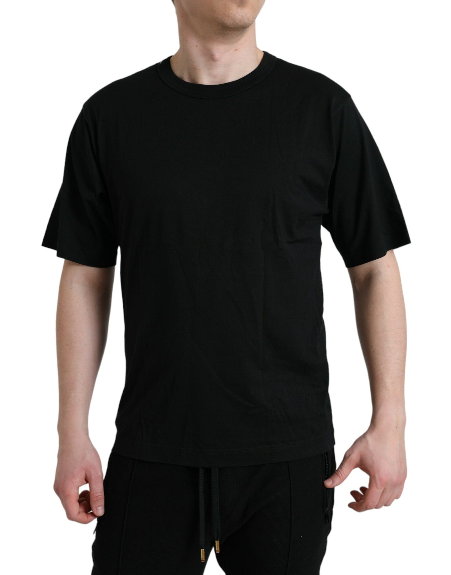Dolce & Gabbana Black Logo Embossed Crew Neck Short Sleeves T-shirt by Dolce & Gabbana