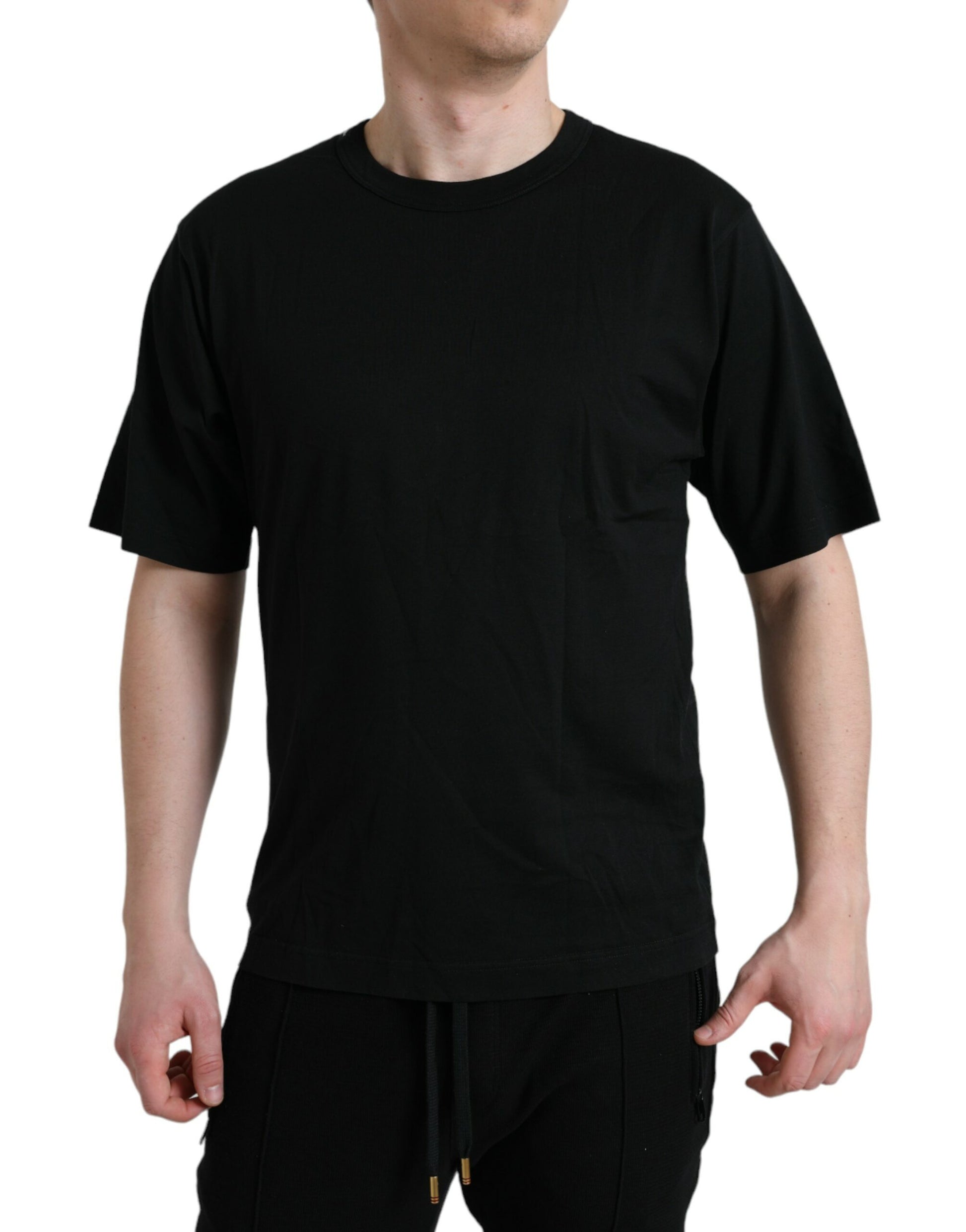 Dolce & Gabbana Black Logo Embossed Crew Neck Short Sleeves T-shirt by Dolce & Gabbana
