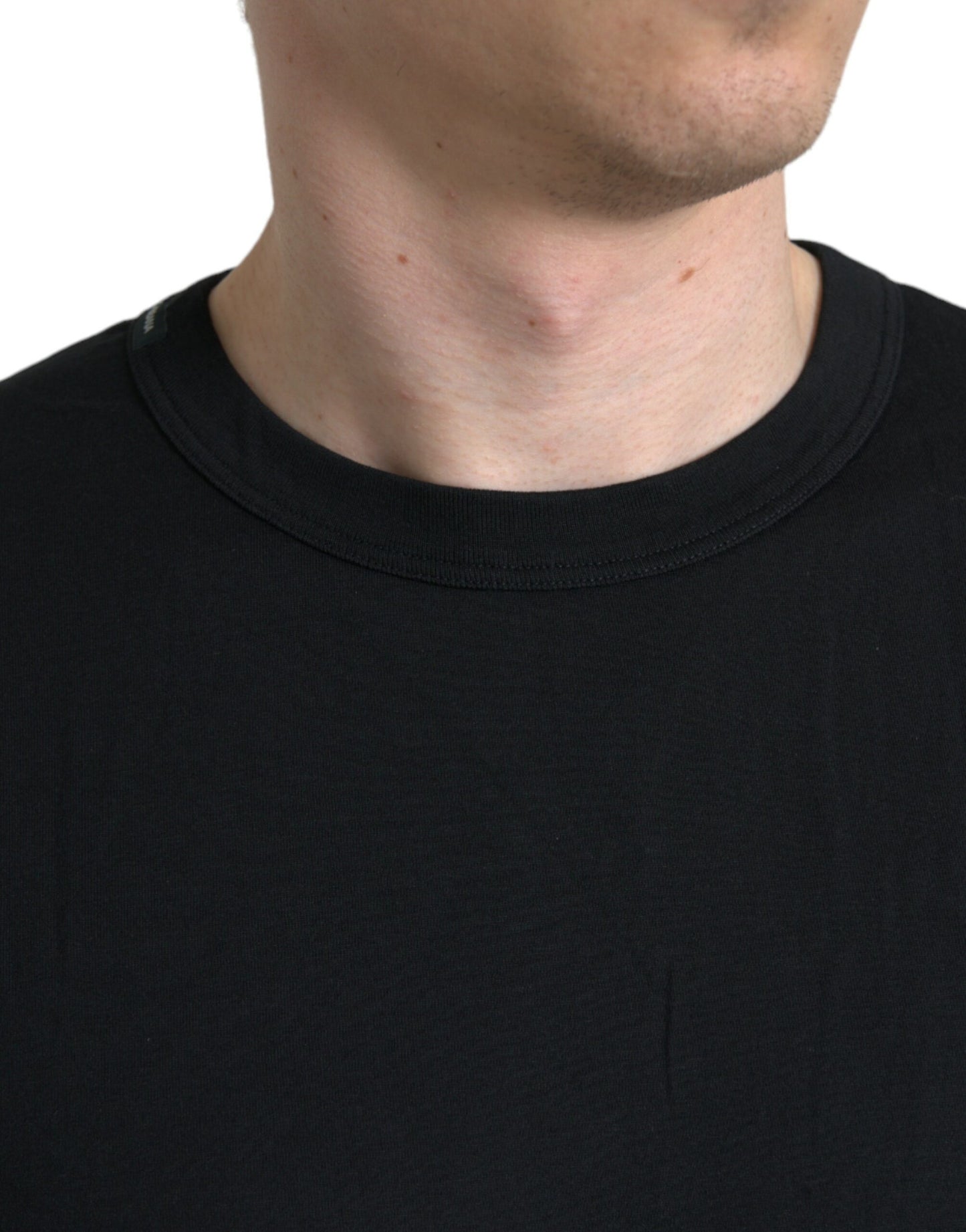 Dolce & Gabbana Black Logo Embossed Crew Neck Short Sleeves T-shirt by Dolce & Gabbana