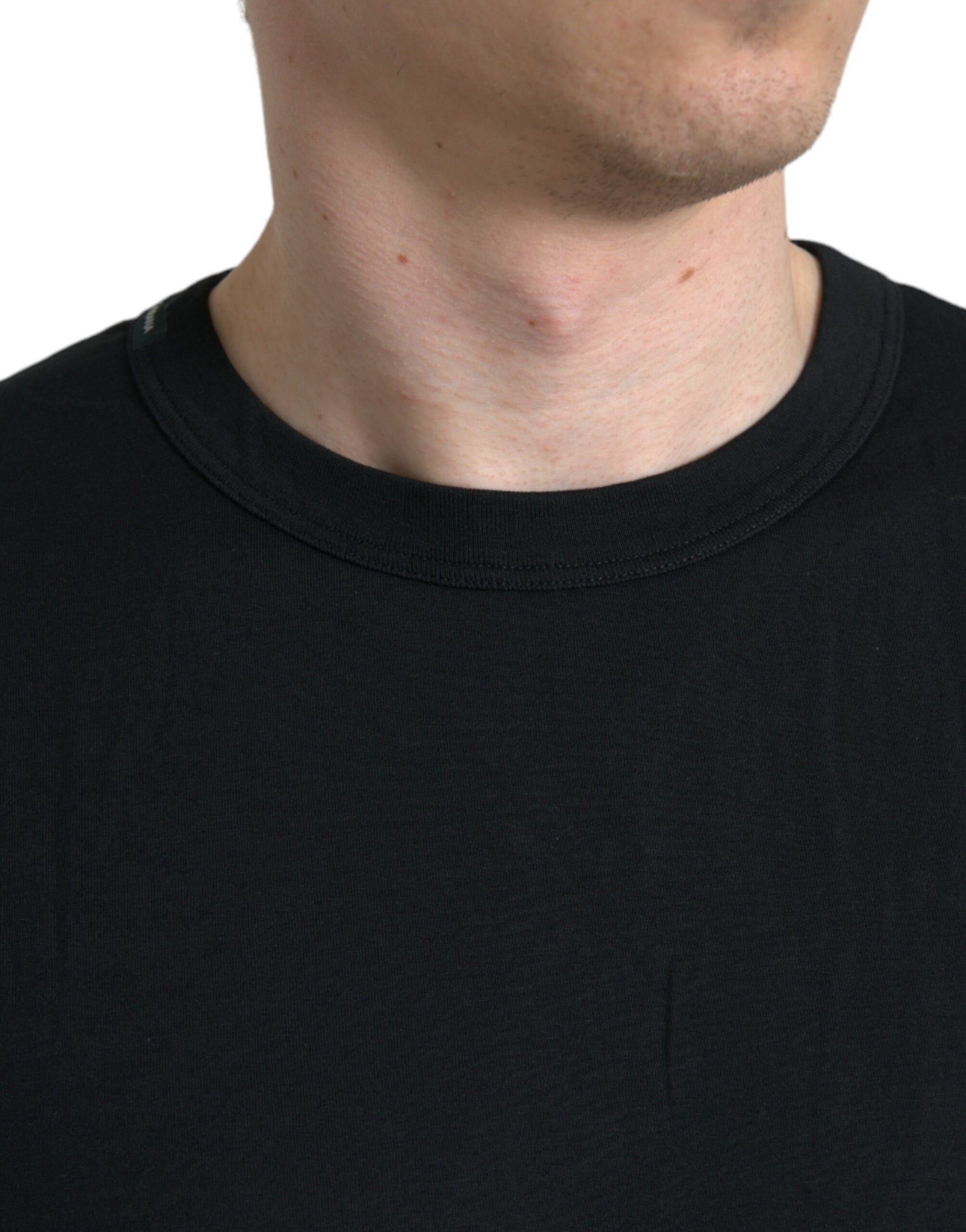 Dolce & Gabbana Black Logo Embossed Crew Neck Short Sleeves T-shirt by Dolce & Gabbana