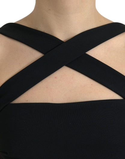 Dolce & Gabbana Black Sheath Halter Sleeveless Midi Dress by Dolce & Gabbana