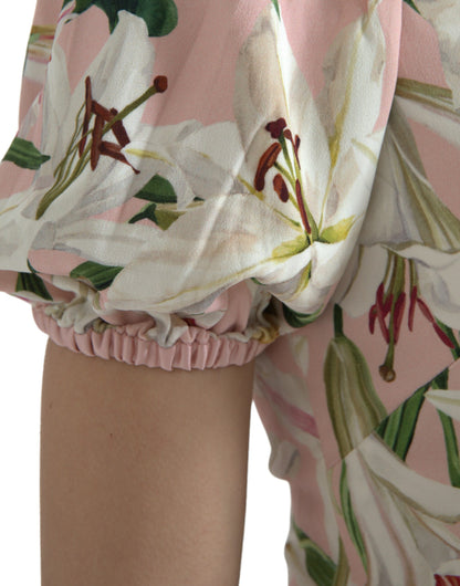 Dolce & Gabbana Pink Lily Viscose Sheath Stretch Mini Dress by Dolce & Gabbana