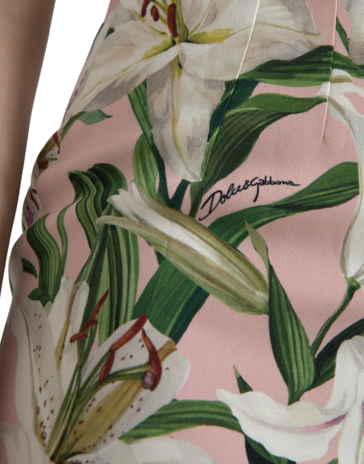 Dolce & Gabbana Pink Lily Viscose Sheath Stretch Mini Dress by Dolce & Gabbana