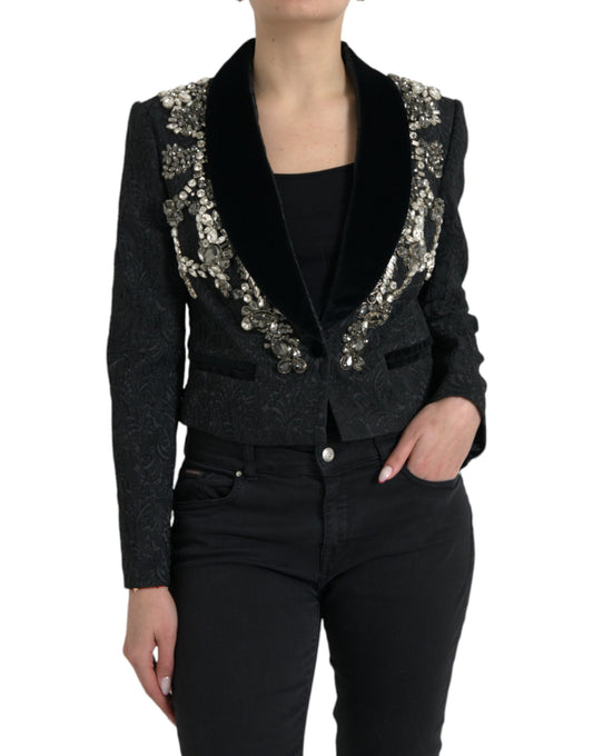 Dolce &amp; Gabbana - Veste pardessus noire élégante ornée