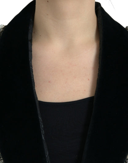 Dolce &amp; Gabbana - Veste pardessus noire élégante ornée