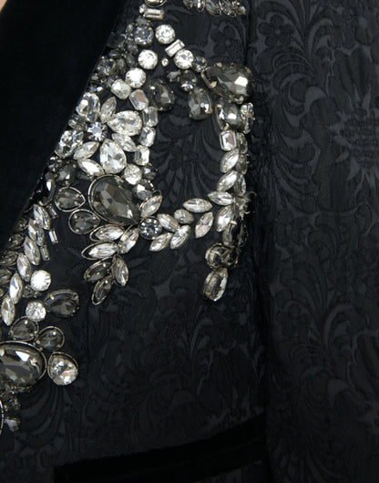 Dolce &amp; Gabbana - Veste pardessus noire élégante ornée