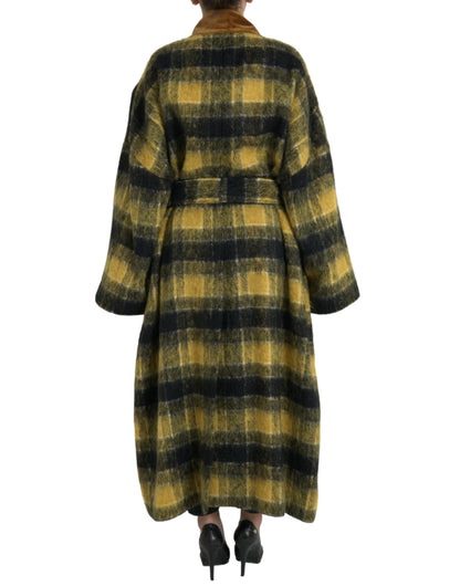 Trench-coat long à carreaux chic Dolce &amp; Gabbana en jaune soleil