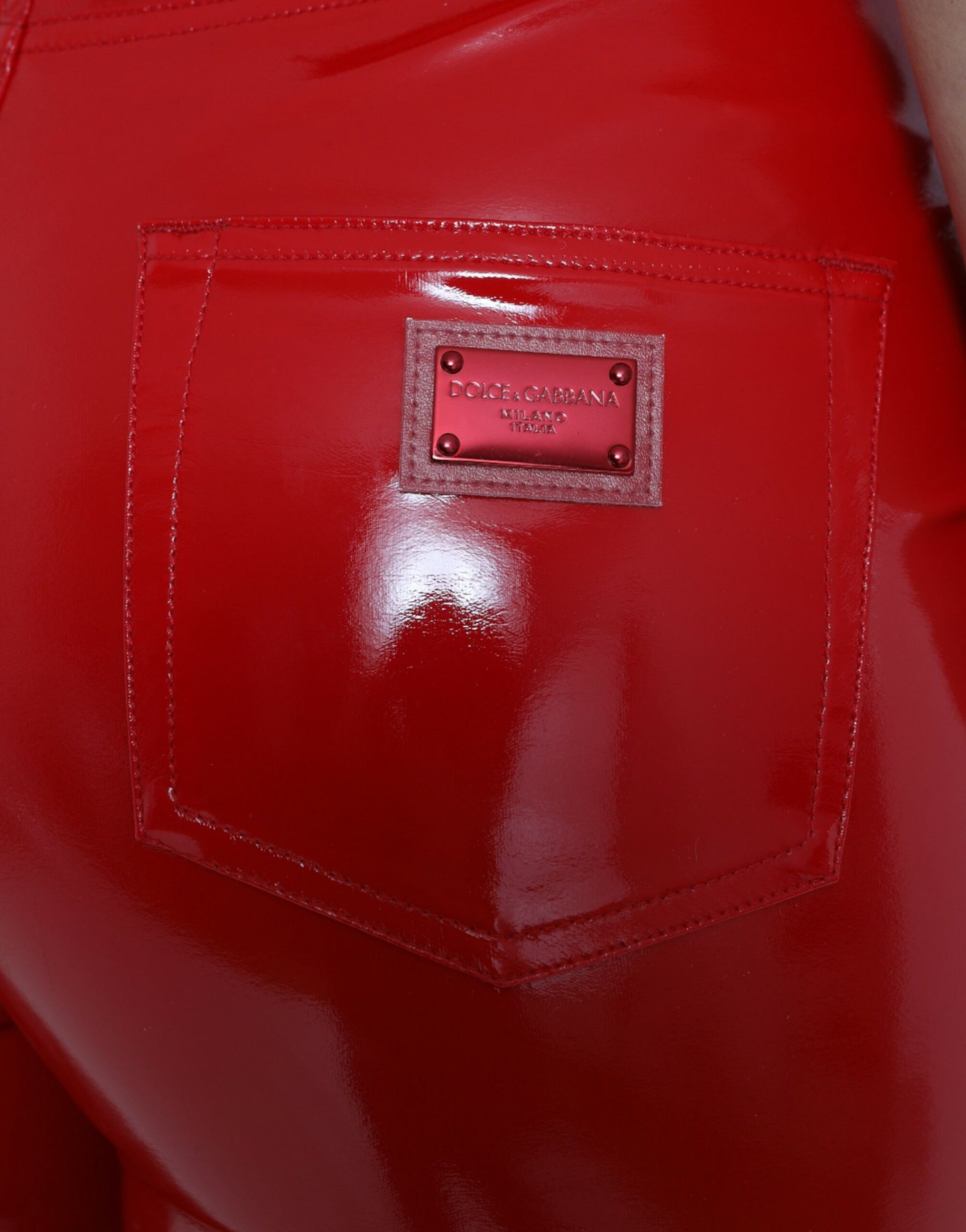Dolce & Gabbana Shiny Red High Waist Skinny Pants by Dolce & Gabbana
