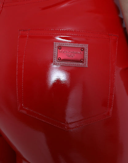 Dolce & Gabbana Shiny Red High Waist Skinny Pants by Dolce & Gabbana
