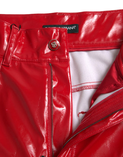 Dolce & Gabbana Shiny Red High Waist Skinny Pants by Dolce & Gabbana