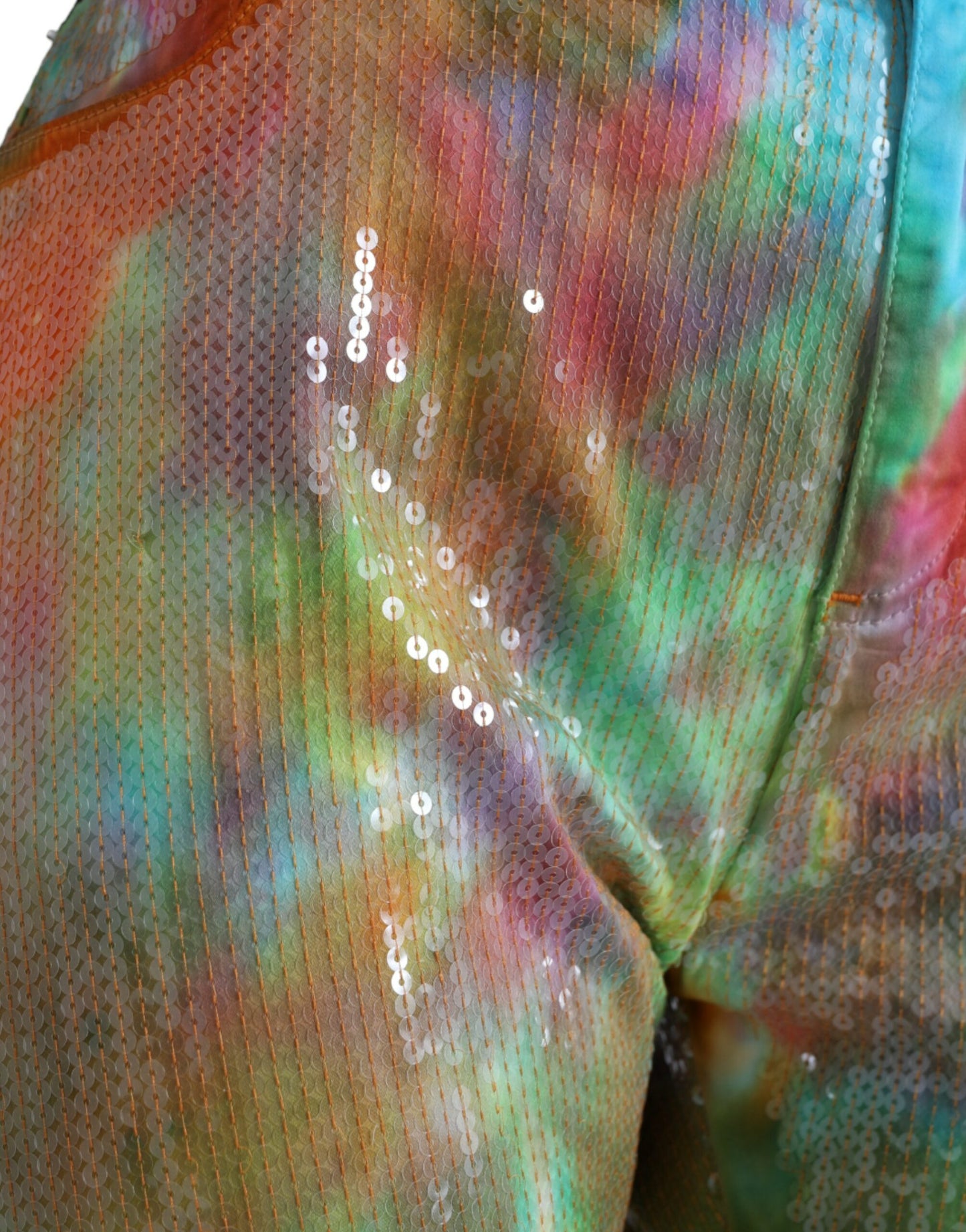 Dolce & Gabbana Multicolor Tie Dye Sequined High Waist Cropped Pants by Dolce & Gabbana