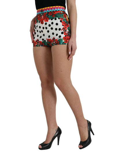 Mini-pantalon taille haute en soie multicolore Dolce &amp; Gabbana