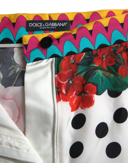 Mini-pantalon taille haute en soie multicolore Dolce &amp; Gabbana