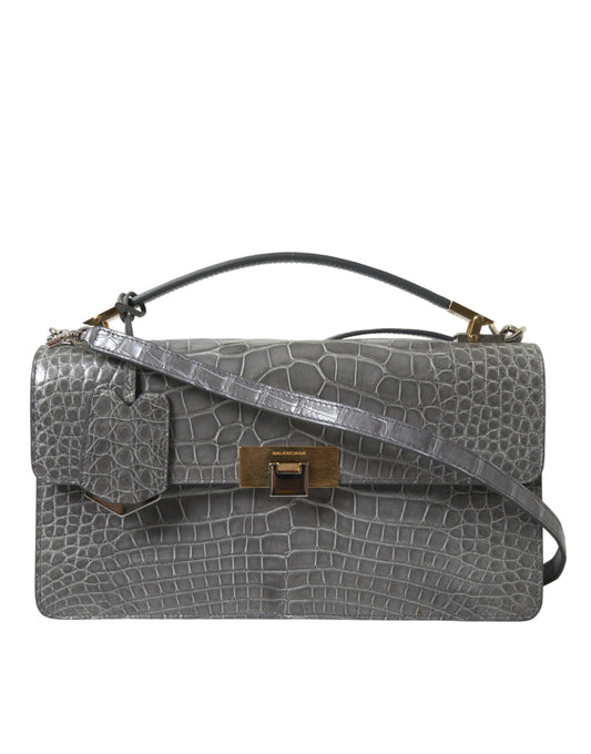 Sac à bandoulière moyen en cuir d'alligator Balenciaga