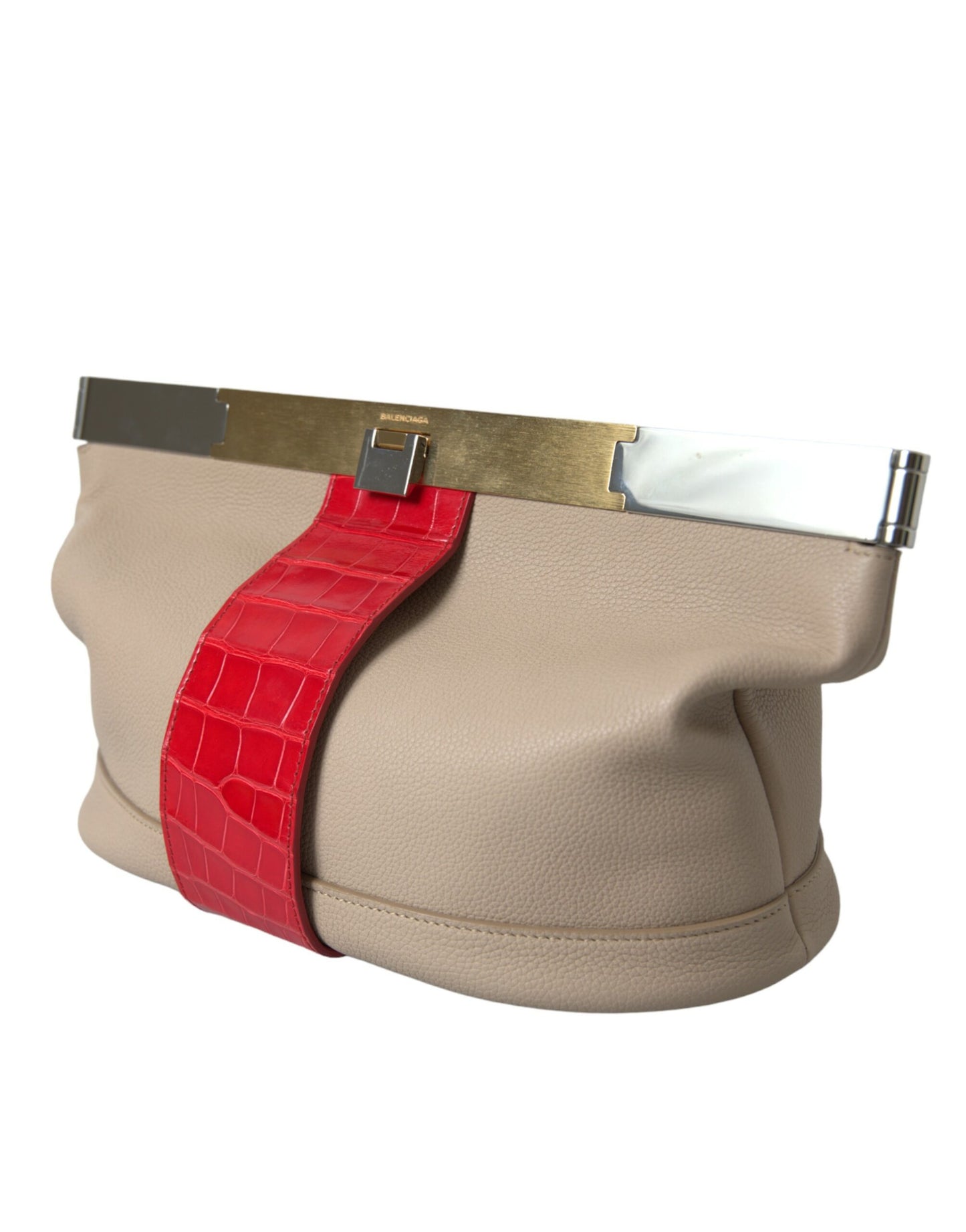Pochette Balenciaga en cuir exotique bicolore