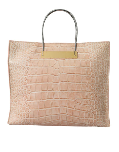 Sac cabas chic en cuir d'alligator rose Balenciaga