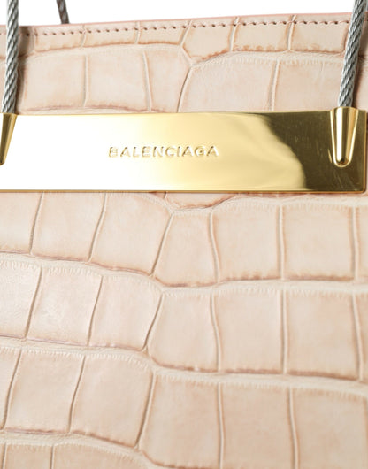 Sac cabas chic en cuir d'alligator rose Balenciaga
