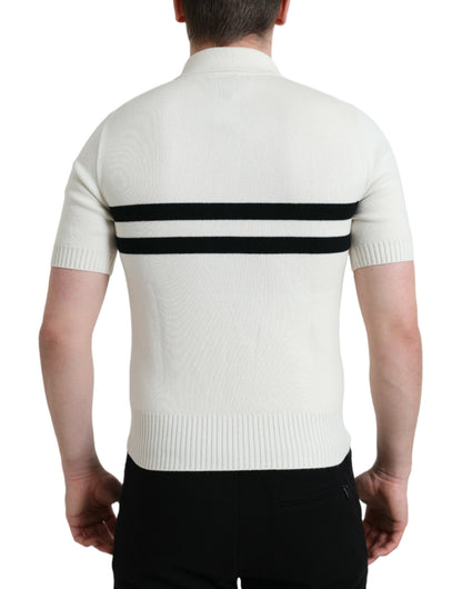Dolce & Gabbana White DG Logo Collared Henley Shirt T-shirt by Dolce & Gabbana