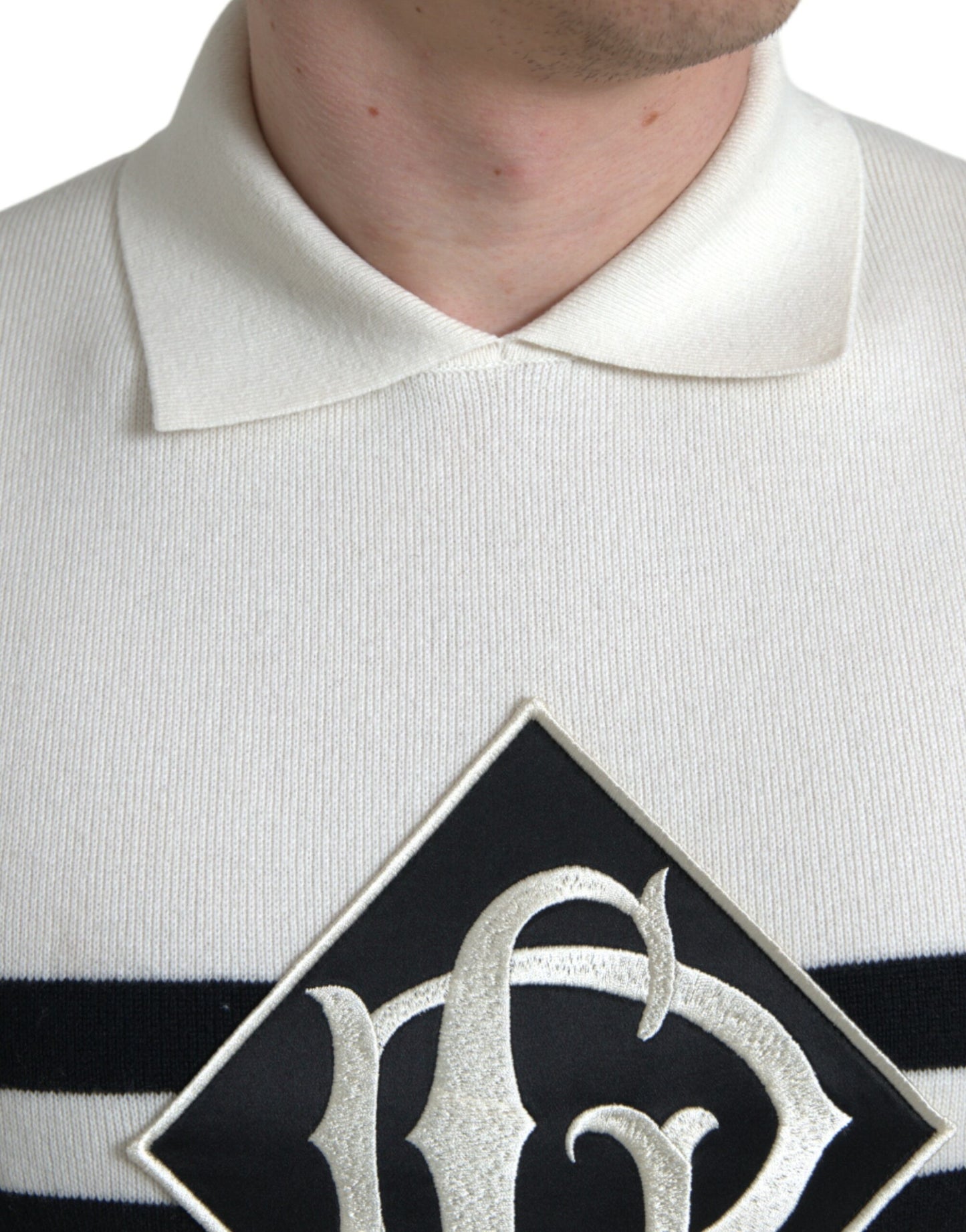 Dolce & Gabbana White DG Logo Collared Henley Shirt T-shirt by Dolce & Gabbana