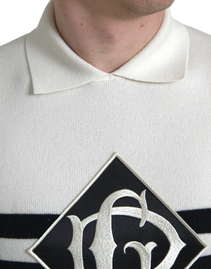 Dolce & Gabbana White DG Logo Collared Henley Shirt T-shirt by Dolce & Gabbana
