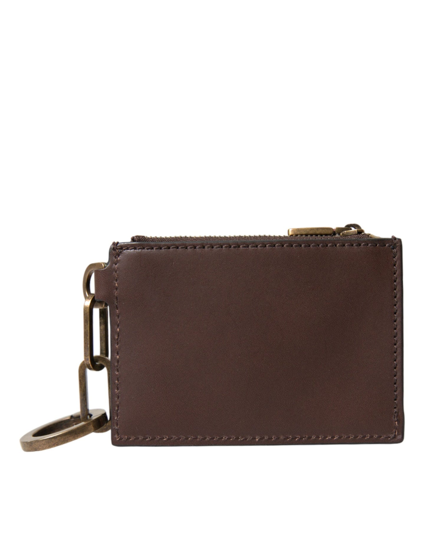 Porte-clés Dolce &amp; Gabbana en cuir marron avec logo et fermeture éclair