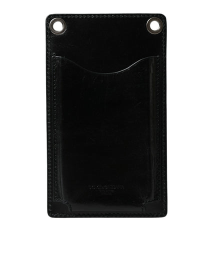 Dolce &amp; Gabbana Wallet Black Horse Leather Zip Logo Cross Body Phone Slot