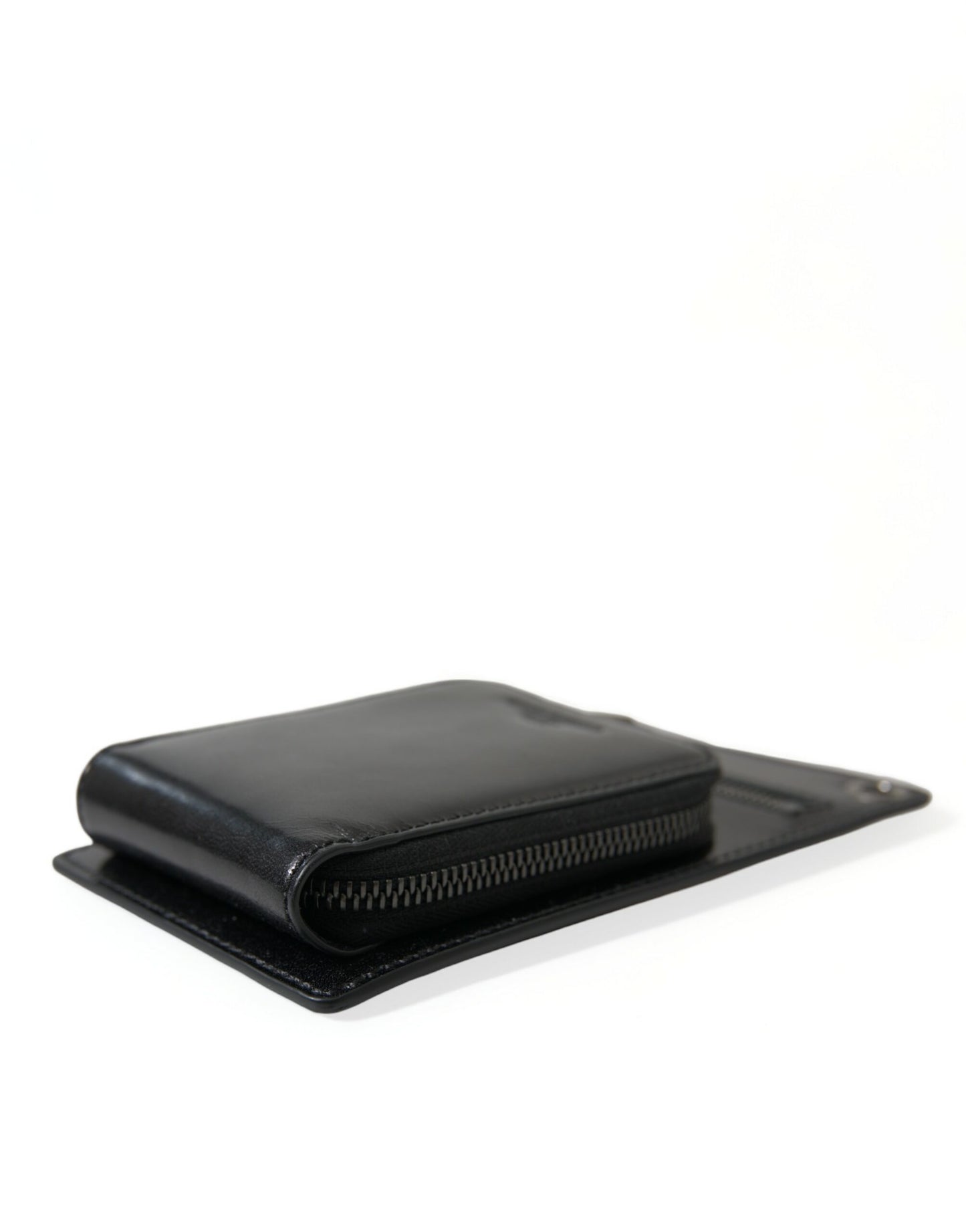 Dolce &amp; Gabbana Wallet Black Horse Leather Zip Logo Cross Body Phone Slot