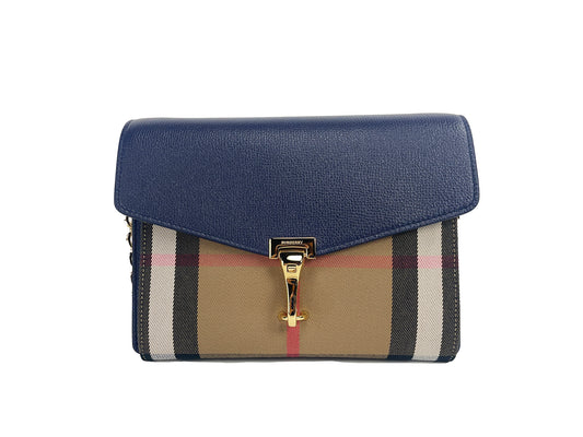 Petit sac bandoulière en cuir à carreaux bleus Regency de Burberry Macken