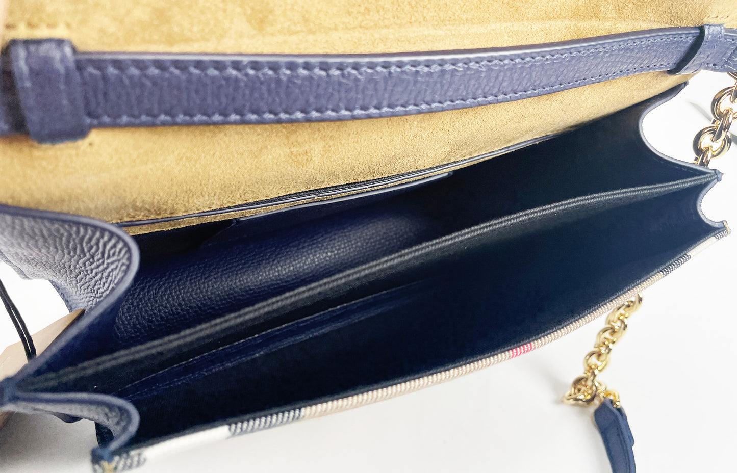 Petit sac bandoulière en cuir à carreaux bleus Regency de Burberry Macken