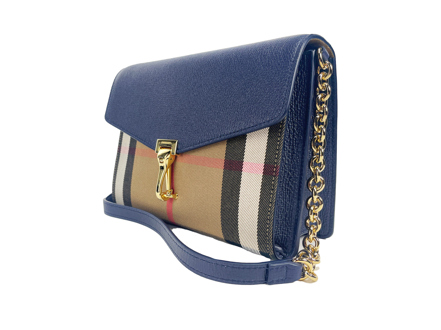 Petit sac bandoulière en cuir à carreaux bleus Regency de Burberry Macken