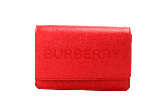 Petit sac bandoulière en cuir lisse rouge avec logo en relief Burberry Hampshire