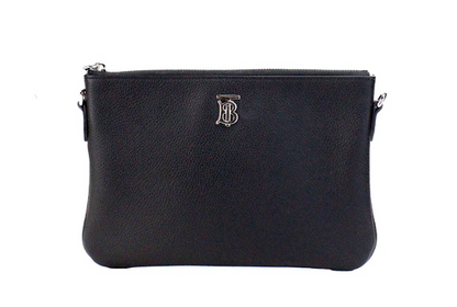 Sac à bandoulière Burberry Peyton en cuir noir monogrammé