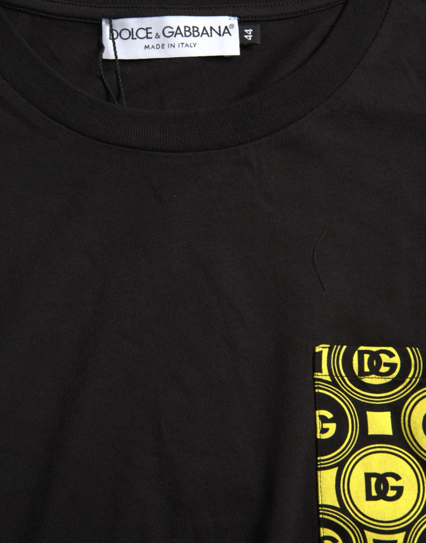 Dolce & Gabbana Black Printed Pocket Cotton Crewneck T-shirt by Dolce & Gabbana