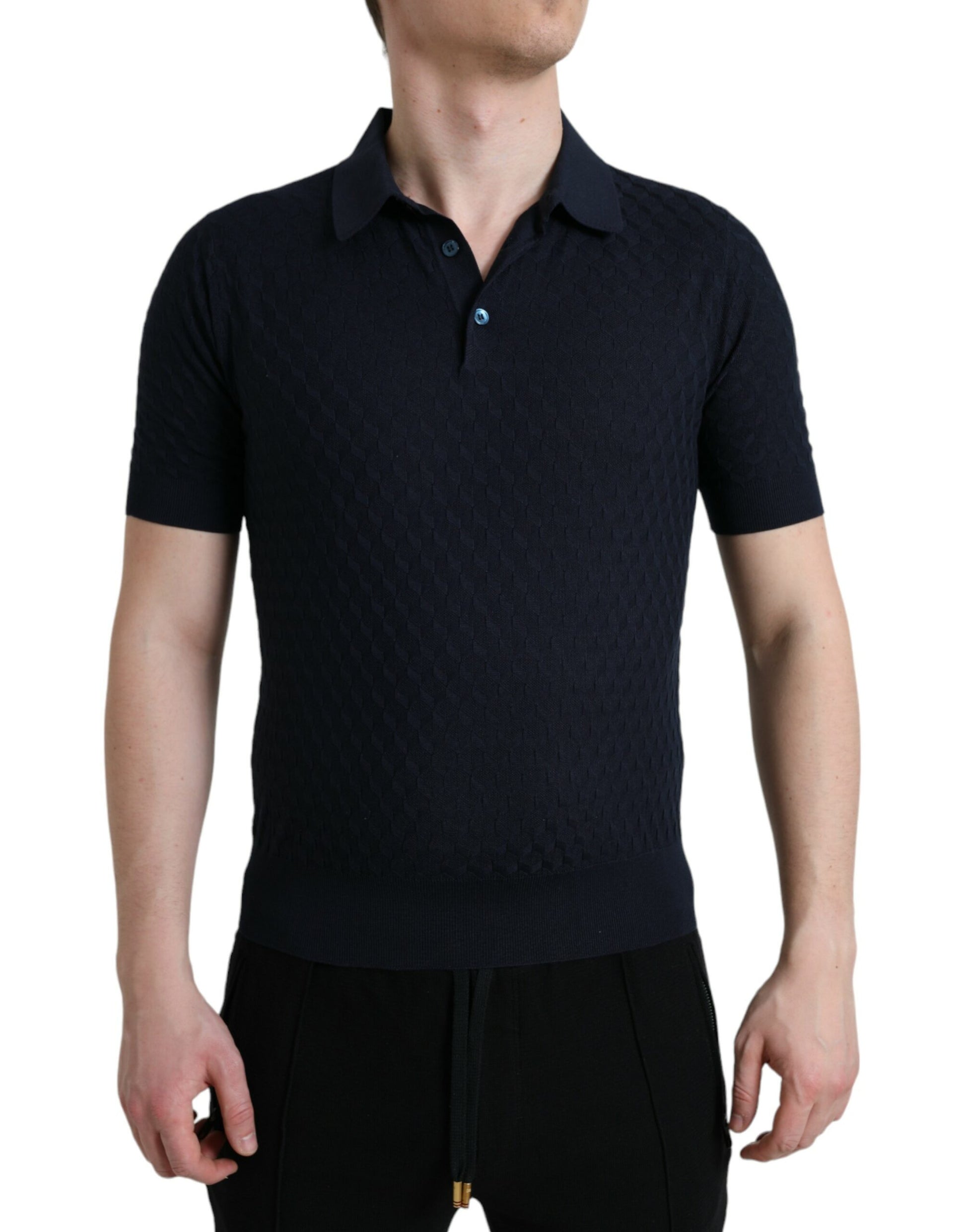 Dolce & Gabbana Dark Blue Collared Short Sleeve Polo T-shirt by Dolce & Gabbana