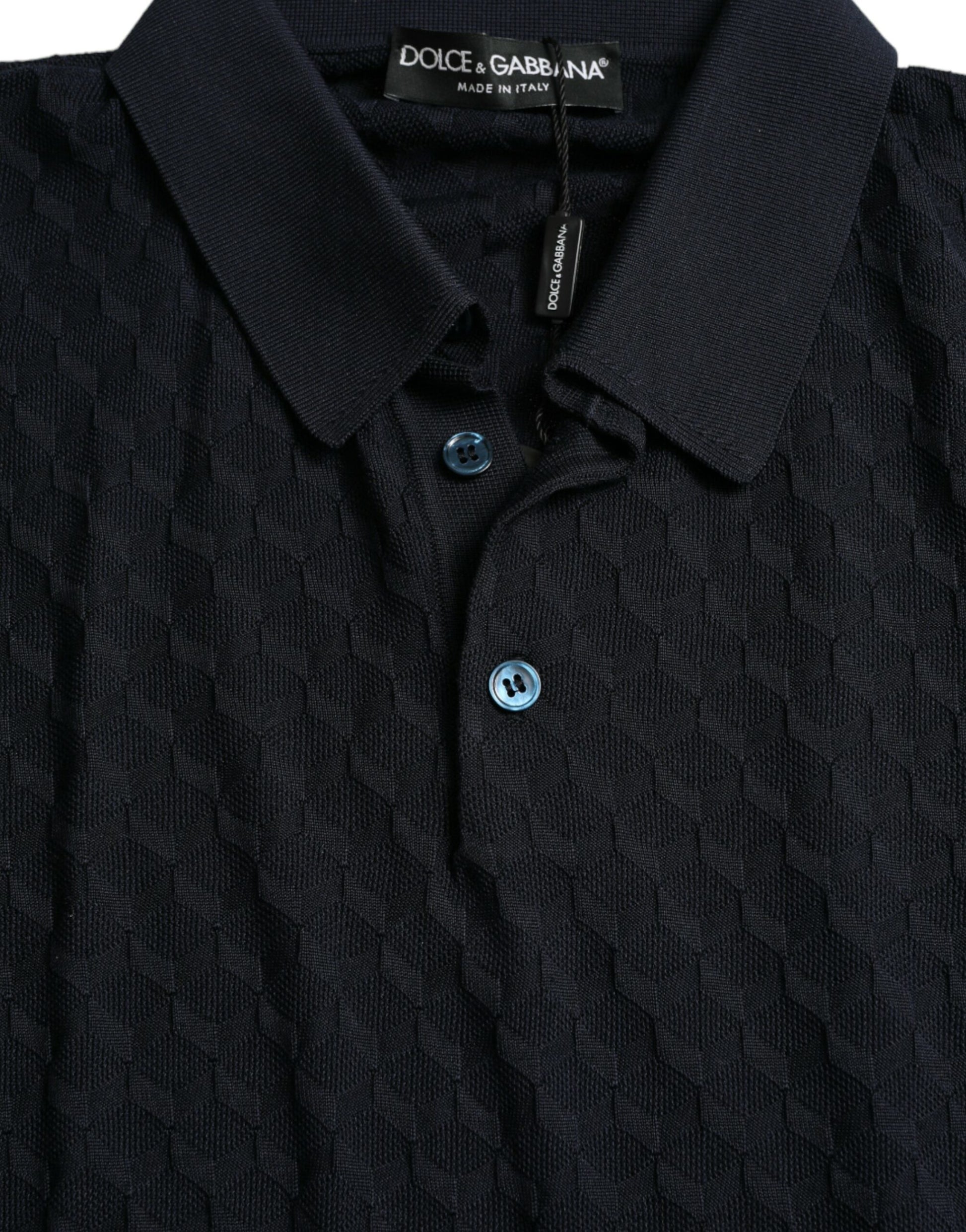 Dolce & Gabbana Dark Blue Collared Short Sleeve Polo T-shirt by Dolce & Gabbana