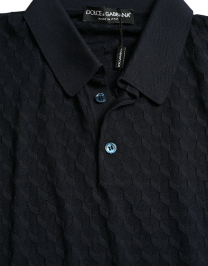 Dolce & Gabbana Dark Blue Collared Short Sleeve Polo T-shirt by Dolce & Gabbana