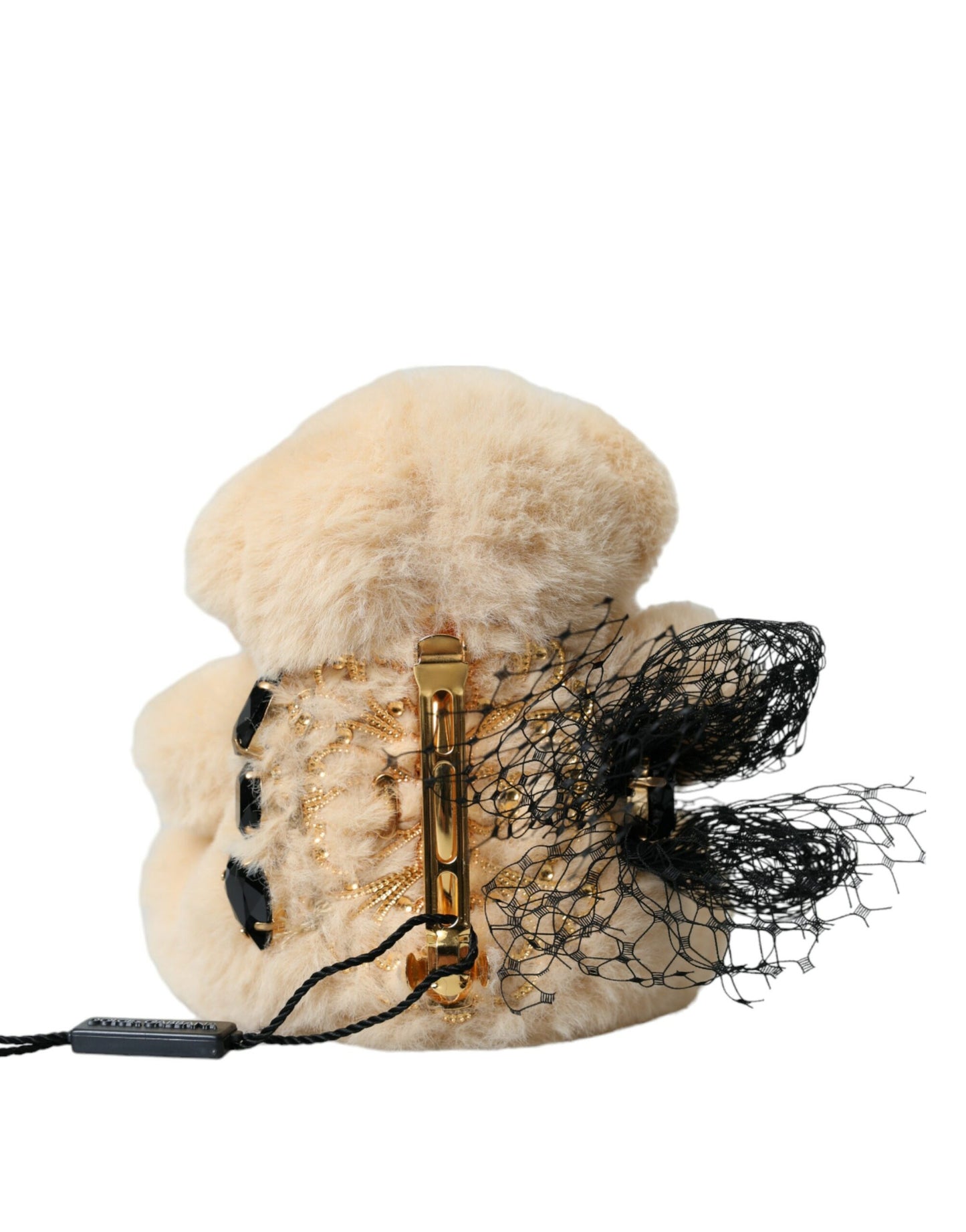 Pince à cheveux en maille filet beige Teddy Bear de Dolce &amp; Gabbana