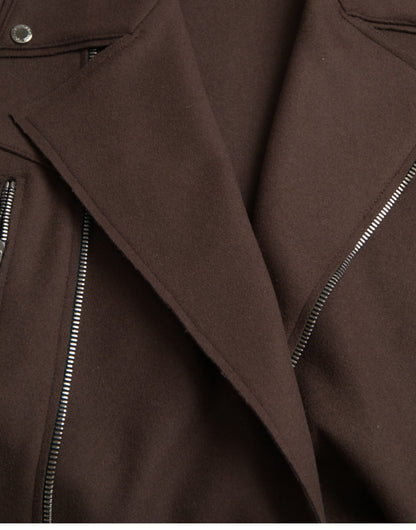 Dolce &amp; Gabbana Manteau marron Veste courte en laine style motard
