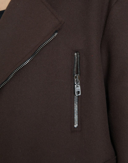 Dolce &amp; Gabbana Manteau marron Veste courte en laine style motard