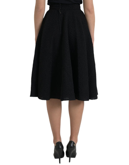 Jupe trapèze noire taille haute longueur genou Dolce &amp; Gabbana