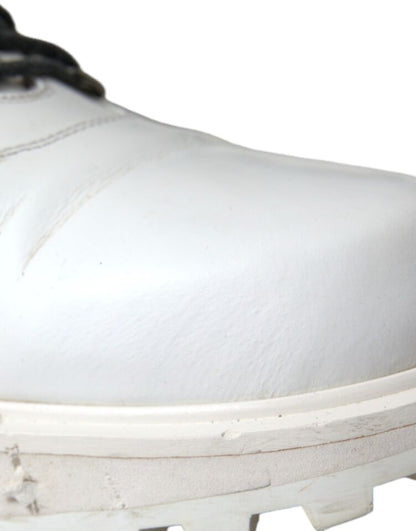 Dolce & Gabbana White Vulcano Trekking Ankle Boots Shoes